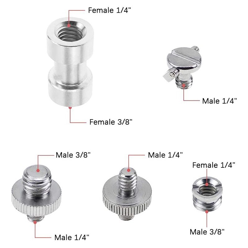 22PCS Camera Screw Converter Male Female Tripod Screw Thread Adapter Threaded Screw Converter Adapter Mount Set