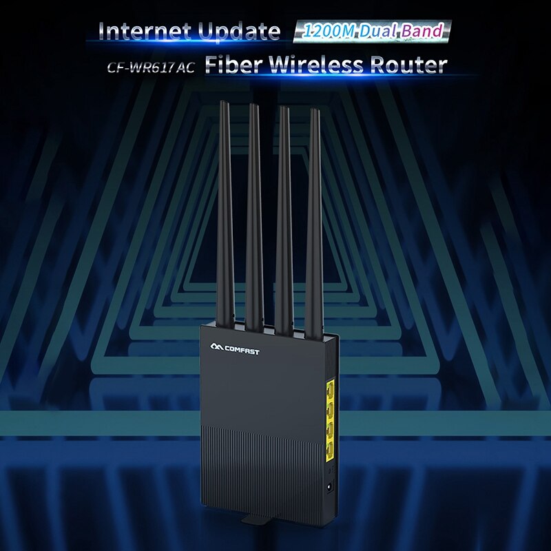 Wifi Router Long Range Gigabit Dual-Band AC1200 Wireless Router 5.8Ghz with 4X5DBi High Gain Extender Coverage US Plug