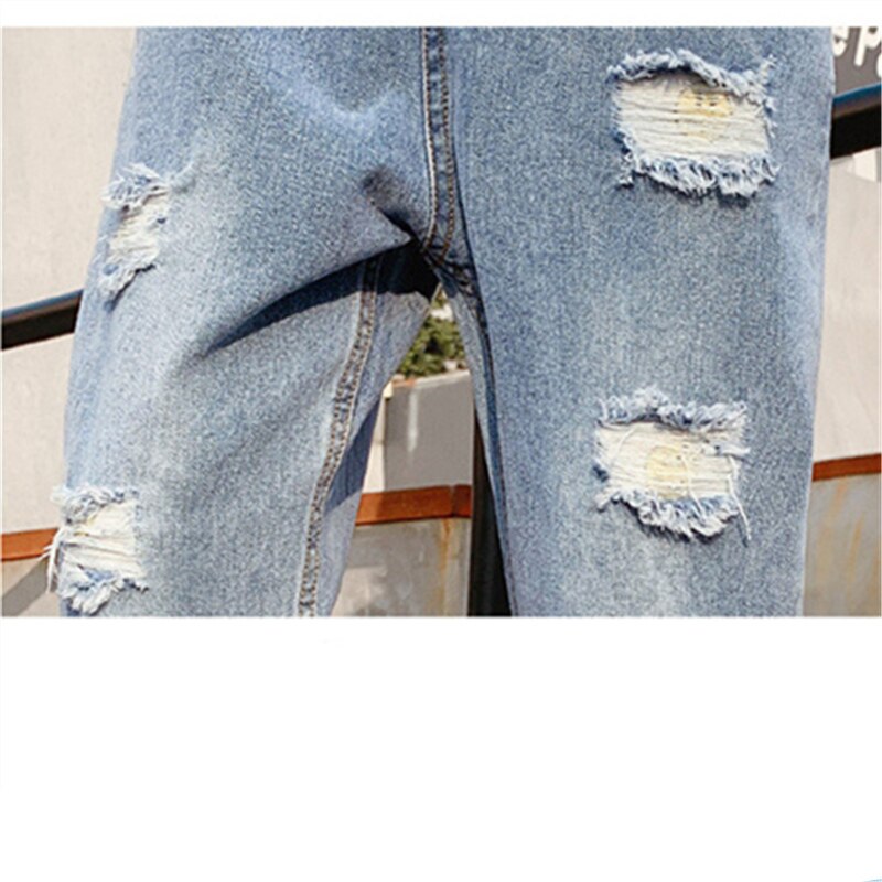 Teen Girls Harem Pants With Five Destroy Hole Spring Autumn High Waist Ripped Kids Teenager Denim Trousers 4-14Years