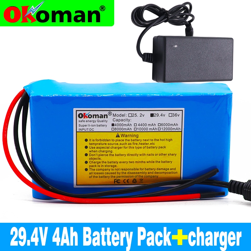 24V 4Ah 7S2P 18650 Batterij Li-Ion Batterij 29.4 V 4000 Mah Elektrische Fiets Bromfiets/Elektrische/Lithium Ion batterij + Lader