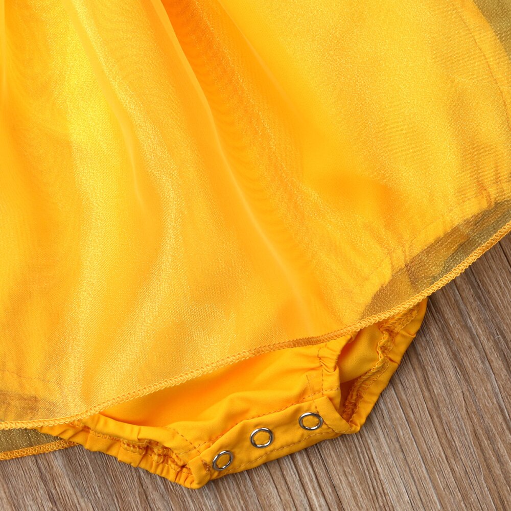 Baby zomerkleding baby kinderen baby meisjes zonnebloem bodysuits jurk mouwloos chiffon kant jumpsuit zonnepak jurk 0-18m