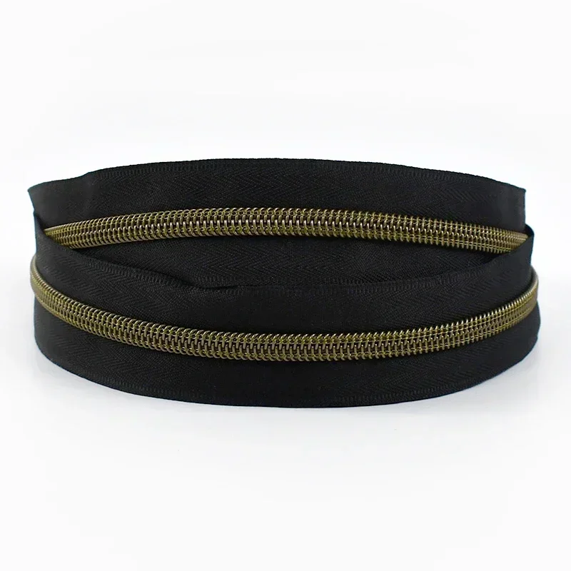 Cremallera de nailon con dientes de bronce, cinta colorida, cremalleras abiertas, Kit de reparación de ropa, accesorios de costura DIY, 5/10/20/30/50M, 5 #: Opaco / Opción 8