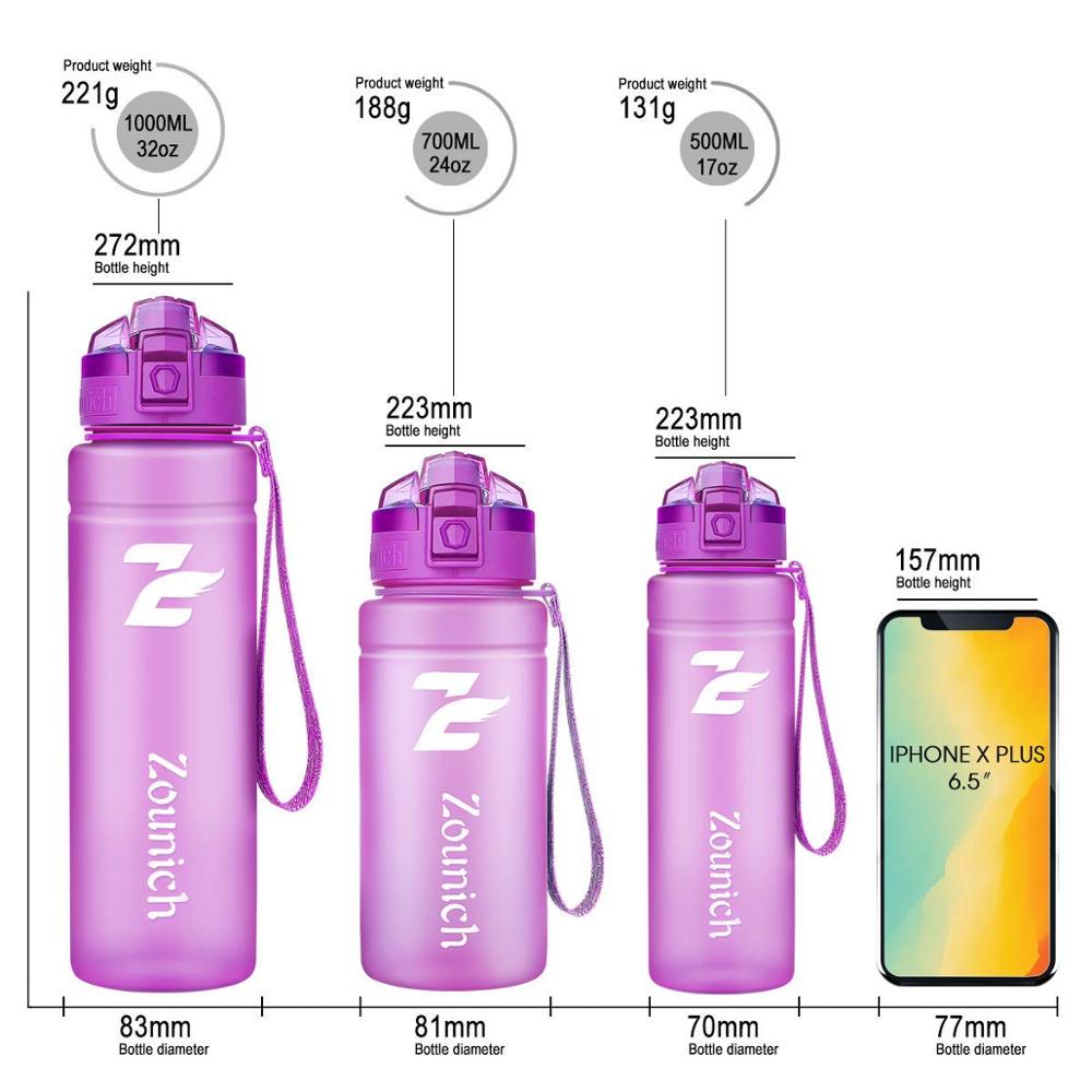Reise flasker lekkasjesikker plast vannkoker 700ml bpa gratis sport vannflasker protein shaker utendørs tritan plast drikkeflaske: Lilla