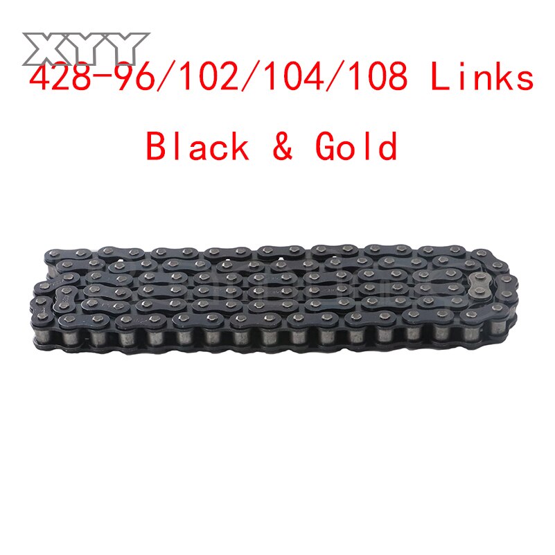 Gold & Black 428 96/102/104/108 Links Chain Voor Pit Pro Dirt Bike Atv Quad 125cc 140cc 150cc