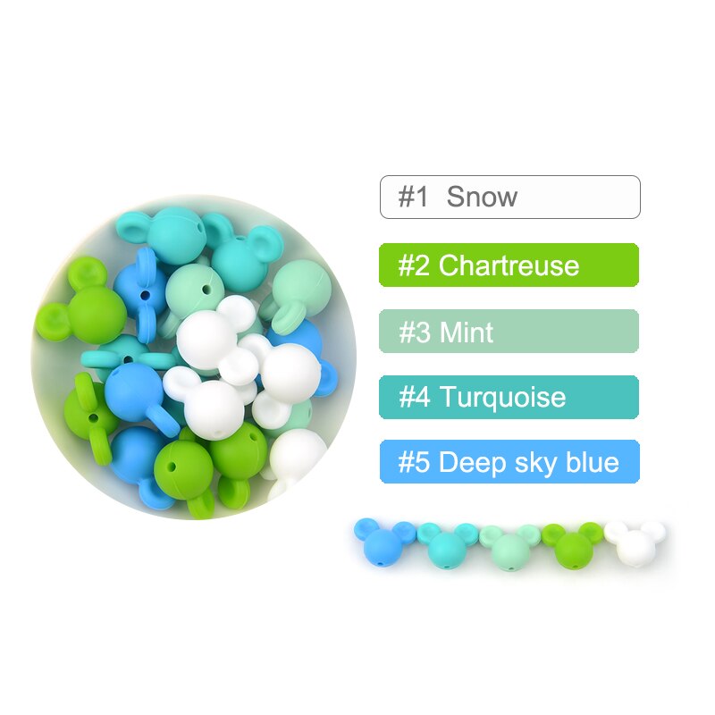 Anneau de Dentition en Silicone, Perles Souris, pour Bébé, Alimentaire, Coloré, Collier à Mâcher, Bracelet, Fabrication de Bijoux, 10 Pièces: set 14