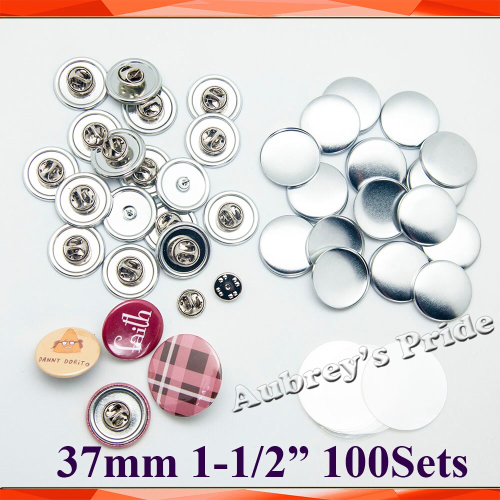 100 Sets 1-1/2 &quot;37Mm Vlinder Koppeling Terug Metal Alle Stalen Badge Button Maker Knop supply Materialen