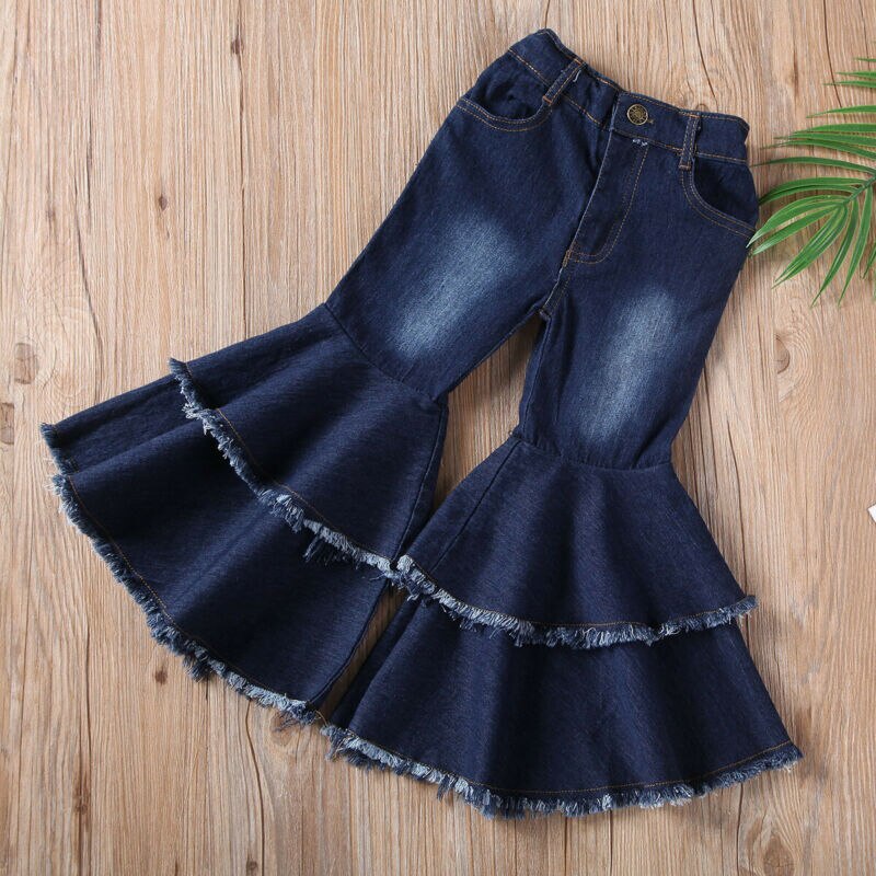 Toddler Flare Jeans Pant Baby Kid Children Girl Clothes Bot Cut Jeans Pants Trousers Bottoms