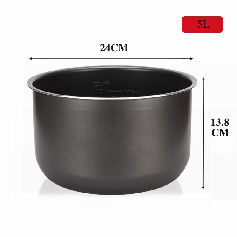 Elektrisk tryckkokare 1.6/3l/4l/5l/6l non-stick pot ris pot inre gall svart svart kristall inre tillbehör spis delar: 5l