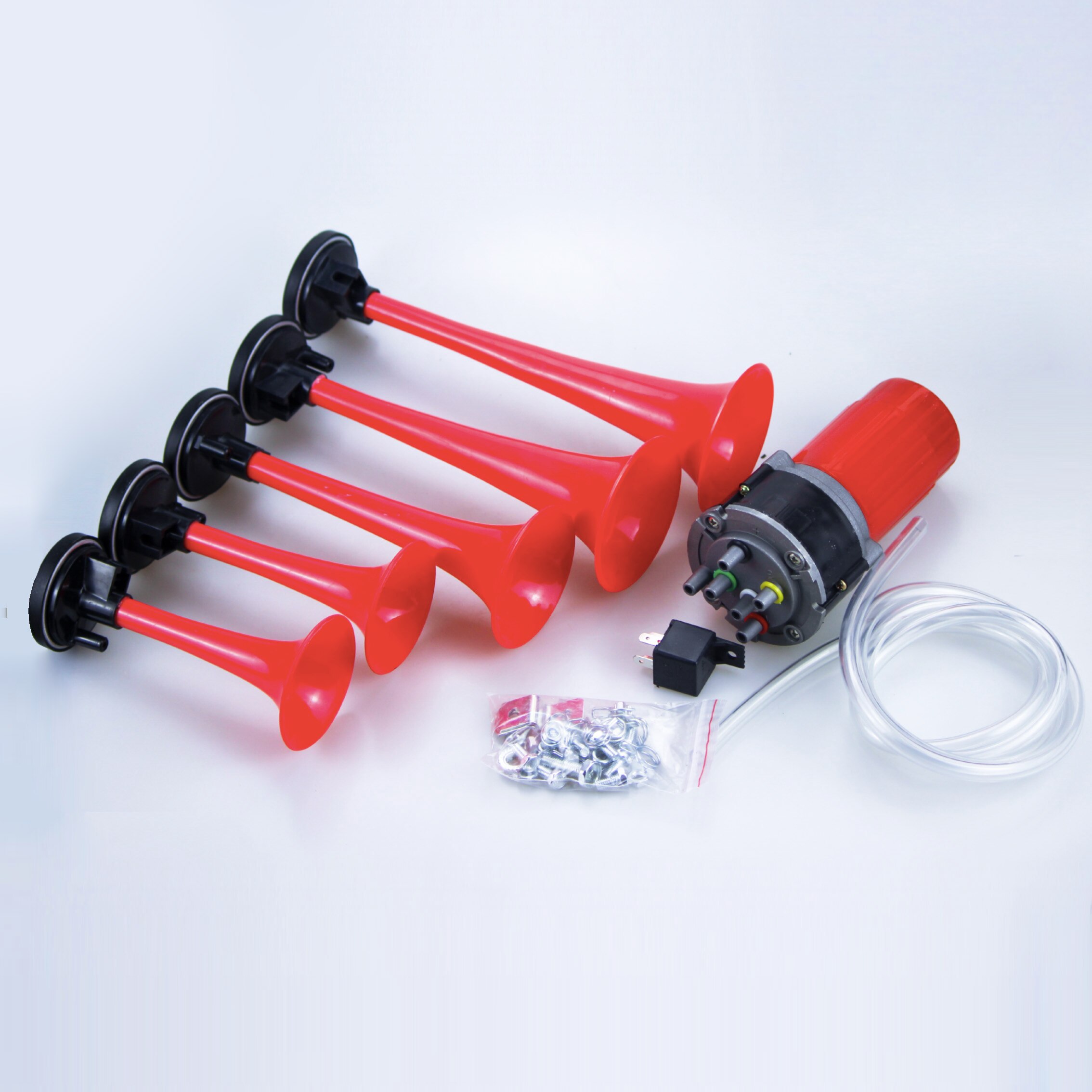 5 tube Dixie Air Horn Loud Red Trumpets Musical Sound Dukes Of Hazzard Dixie Horn Music electric air horn Modified horns: RED