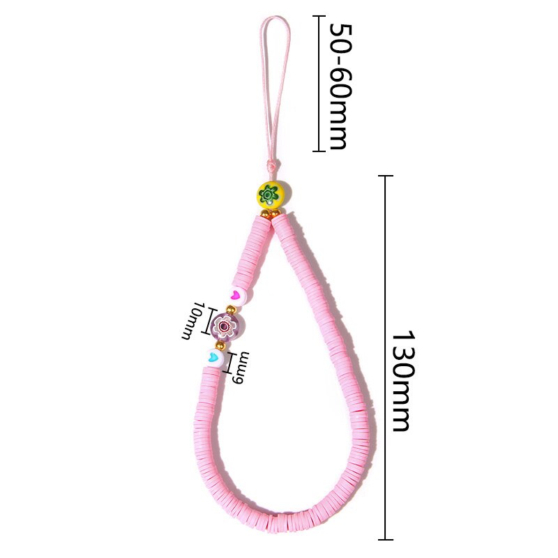 Heishi – bracelet de téléphone portable tendance, perles d'argile perlées, chaîne de téléphone, amour sourire fleur téléphone bijoux pour femmes Anti-perte: NO.11 Heart Flower