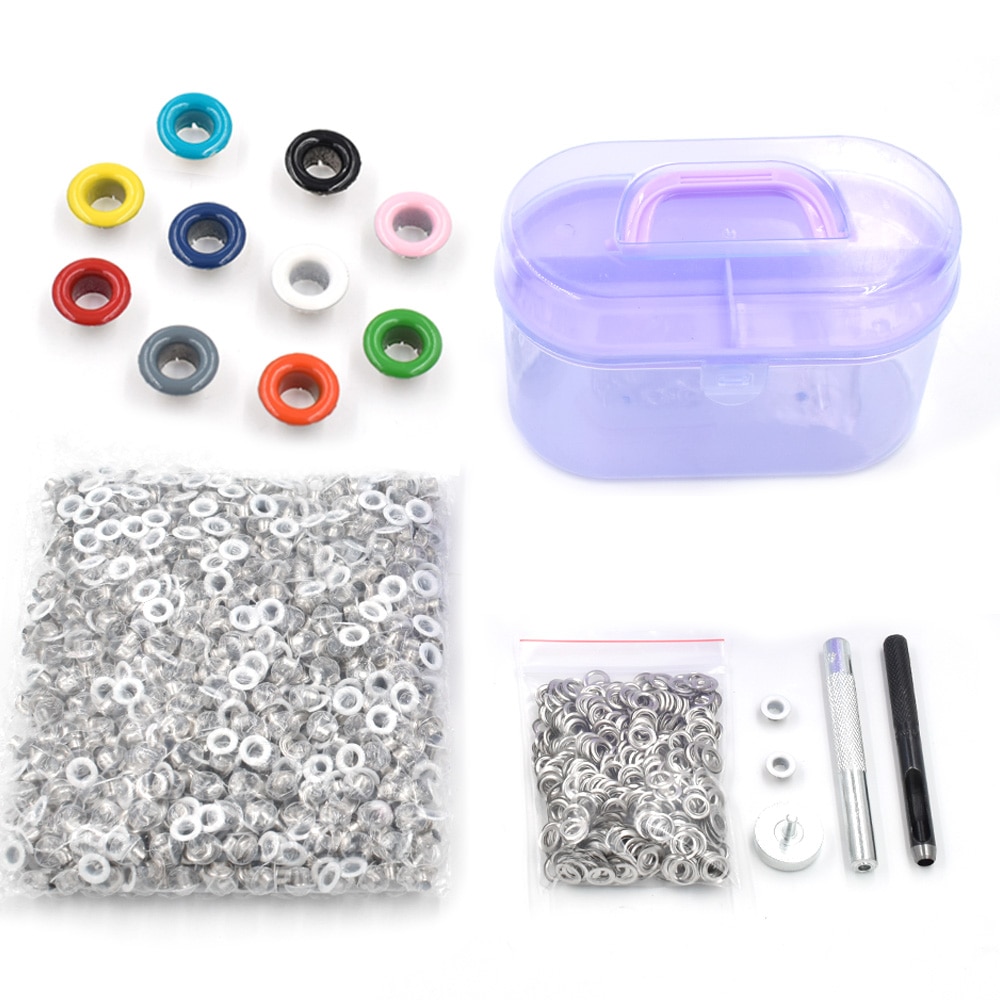 (3.5-5 Mm) 300 Sets Metalen Oogjes + Installatie Gereedschap Zilver Brons Gemengde Verpakking Klinknagels Metalen Gat Oogje Tool Knoppen