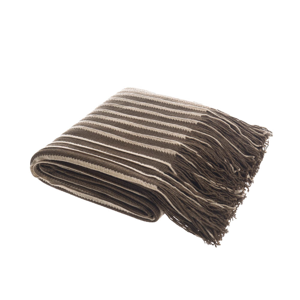 Yaapeet 100% Acrylic Striped Throw Blanket Lightweight Cozy Blankets and Throws for Sofa with Tassels Decorative Bed Blanket: BROWN