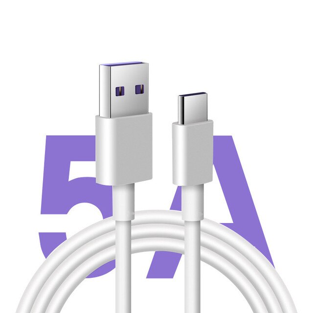 5A Usb Type C Kabel Voor Samsung S11 S20 S21 S9 Xiaomi X3 Huawei P30 P40 Pro Snel Opladen Mobiele telefoon Opladen Draad Witte Kabel: White / 0.28m