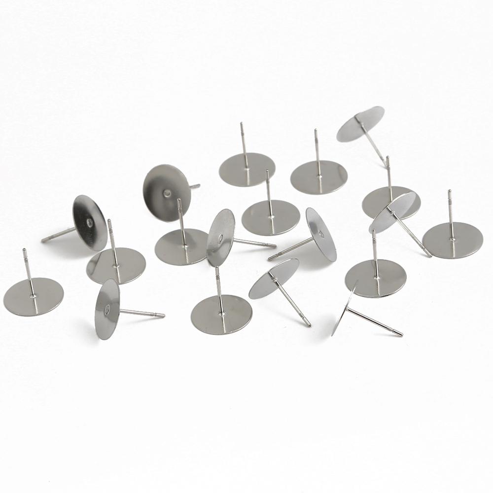 100/200pcs Stainless Steel Blank Earring Stud Base Pins Earrings Earplug For DIY Jewelry Making Accessories Supplie