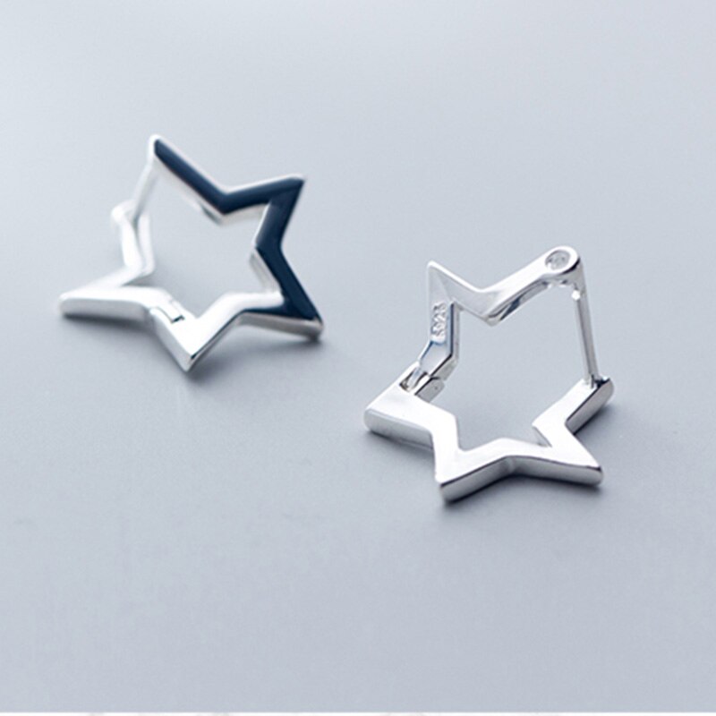 INZATT-pendientes de aro de estrella hueca minimalista para mujer, Plata de Ley 925 auténtica, accesorios de joyería delicada para