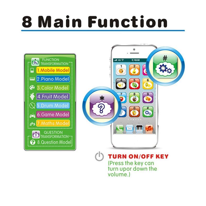 Simulatore per bambini musica cellulare giocattolo tocco schermo apprendimento educativo simulazione multi-funzione bambino adorabile regalo per bambini