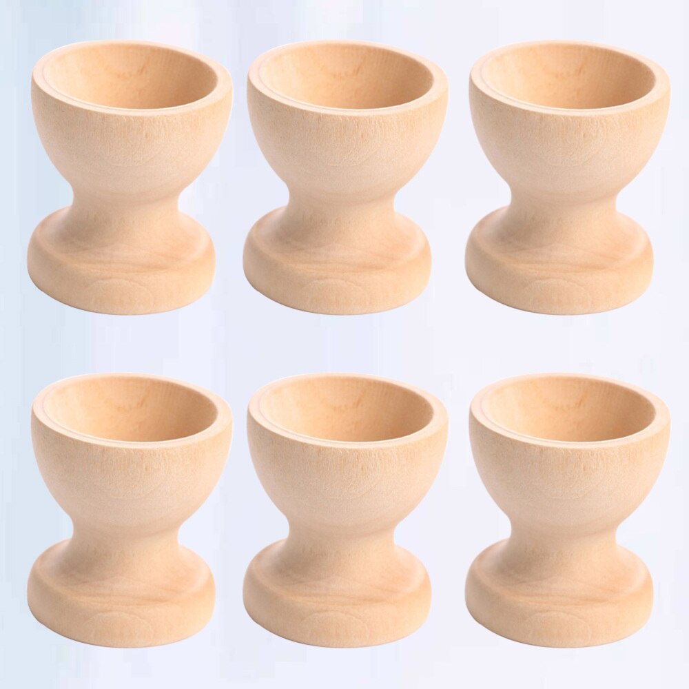 6PCS Wooden Egg Holder Household Kitchen Eggs Holding Cups Tabletop Egg Tray Container Wood Storage Holder: Default Title