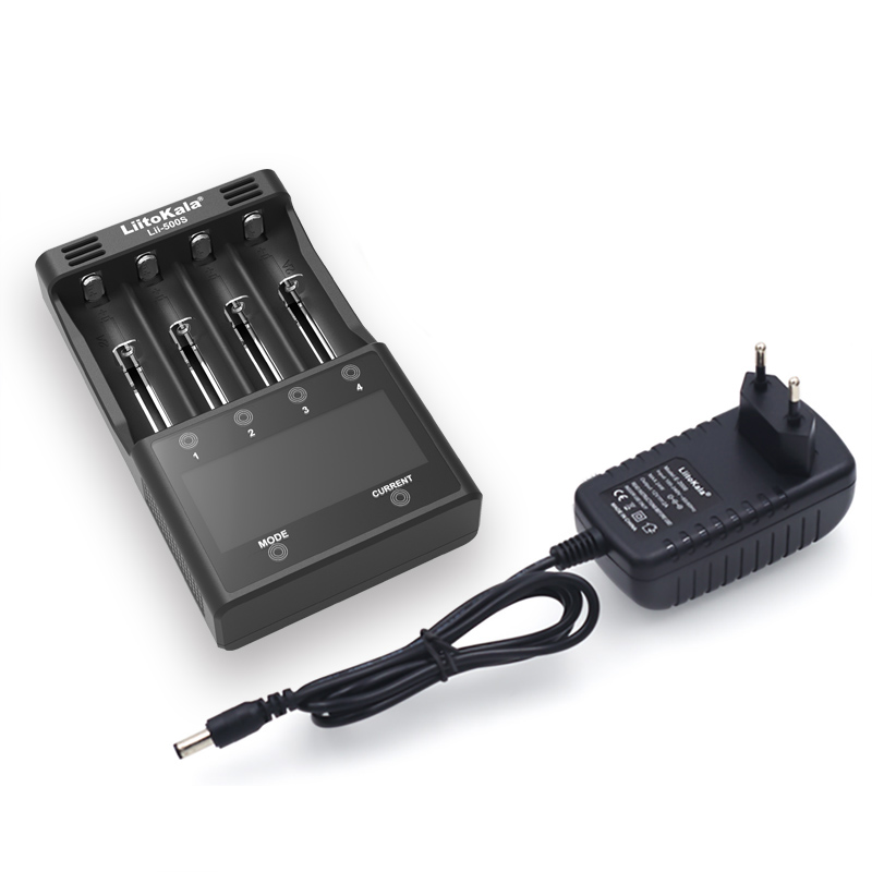 LiitoKala Lii-500S battery charger 18650 Charger For 18650 26650 21700 AA AAA batteries Test the battery capacity Touch control: Lii-500S and Adapter / US Plug