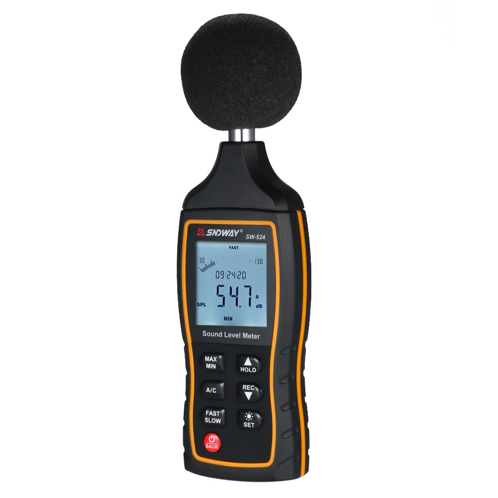 Sndway 30-130db lcd digital lydniveaumåler digital støjmåler støjvolumen måleinstrument decibel overvågningstester