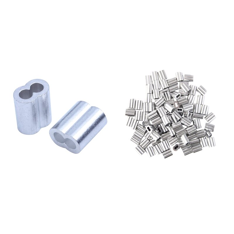 Manguito de bucle de prensado de aluminio de 150 piezas para cuerda de alambre de diámetro y Cable de 4Mm y 3Mm