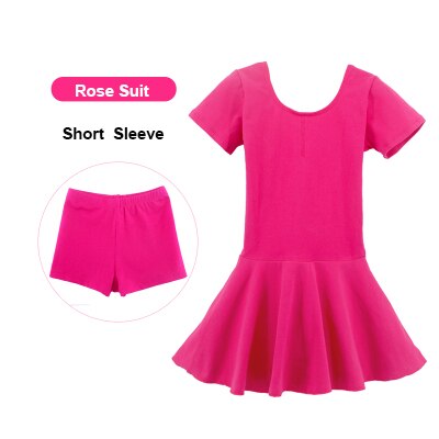 Baumwolle Separaten kurze Hose tanzen Ballett Anzug freundlicher Mädchen Gymnastik Ballett Tanz Kleid freundlicher Dancewear: 110 Höhe 105-115cm / Rose kurz Ärmel
