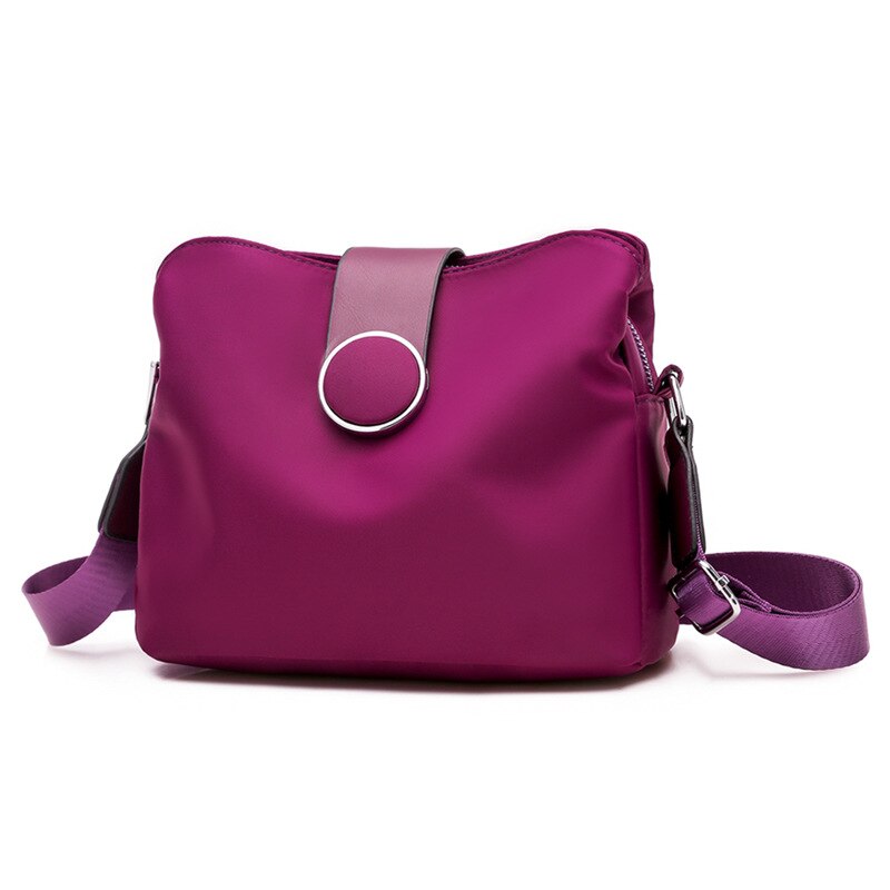 Yogodlns Simple Nylon Shoulder Bag Women Leisure Waterproof Messenger Bag Shopping Lady Handbag Travel Light Small Bag Purse sac: purple