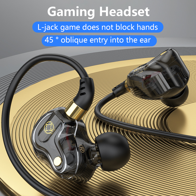 L-Buchse Gaming-Kopfhörer Typ C 3,5 mm 45 ° Schräge In-Ear-Kopfhörer mit Kabel, HiFi-Surround-Sound, Freisprech-Mikrofon-Kopfhörer