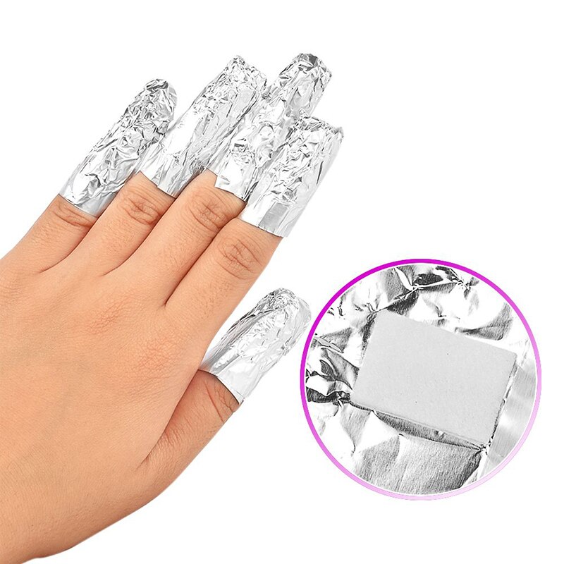 100 stk/parti aluminiumsfolie nail art soak off akryl gel remover makeup værktøj nem rengøring gel neglelak neglefjerning wraps