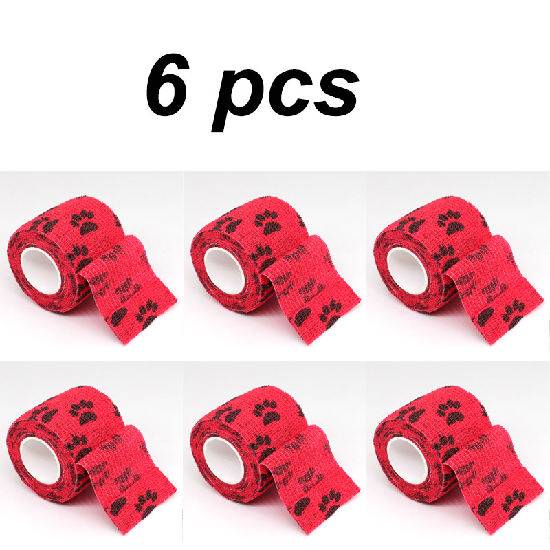6 pcs Pet Puppys Anti Dirt Tool for Going Out Leggings Self Adhesive Bandages for Walking Dogs Feet Wrapping Protective Bandages: Red