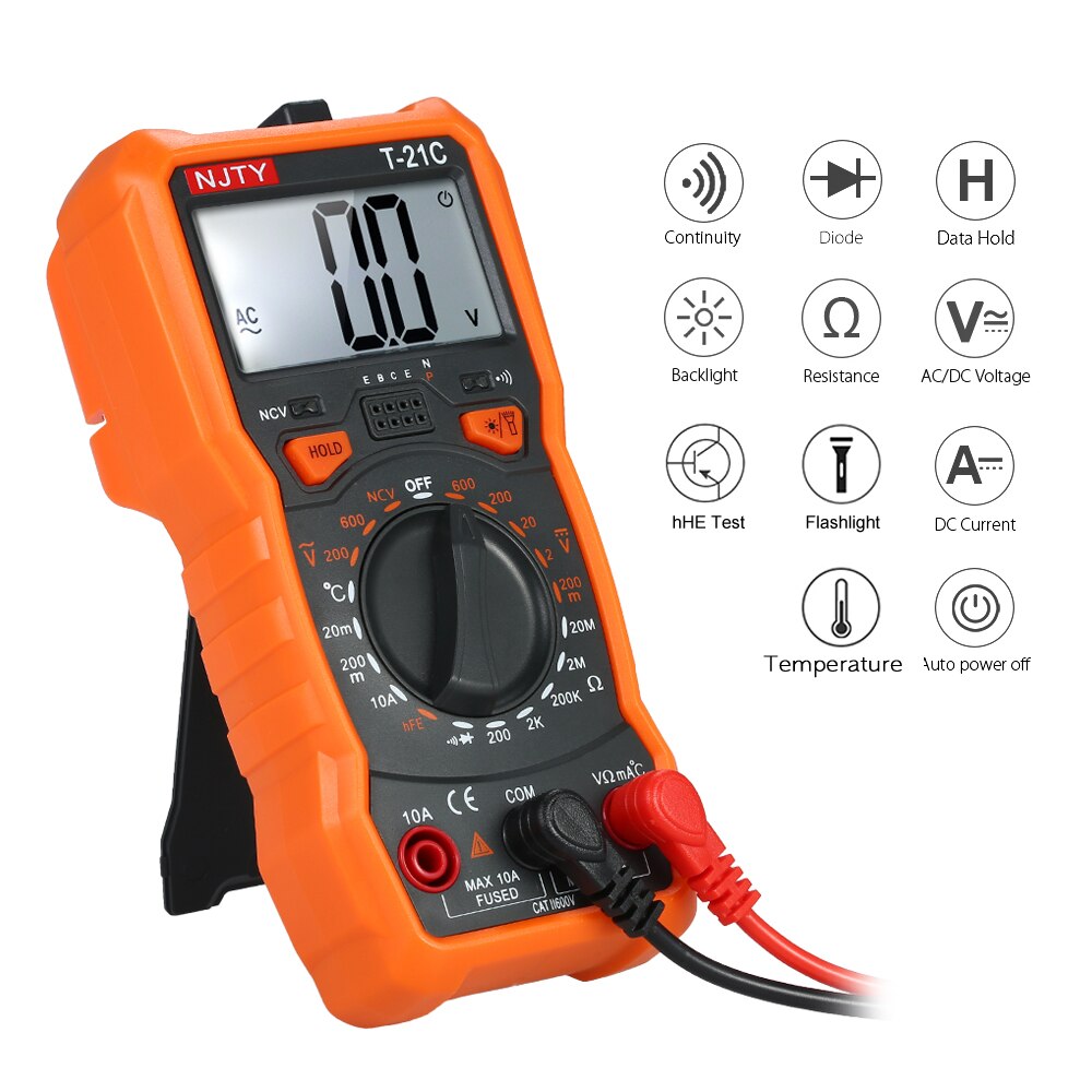 Mini Digitale Multimeter 1999 Telt Multi-Functionele Non Contact Multi Meter Voltmeter Amperemeter Ohmmeter Meten Ac/Dc Spanning: T21C