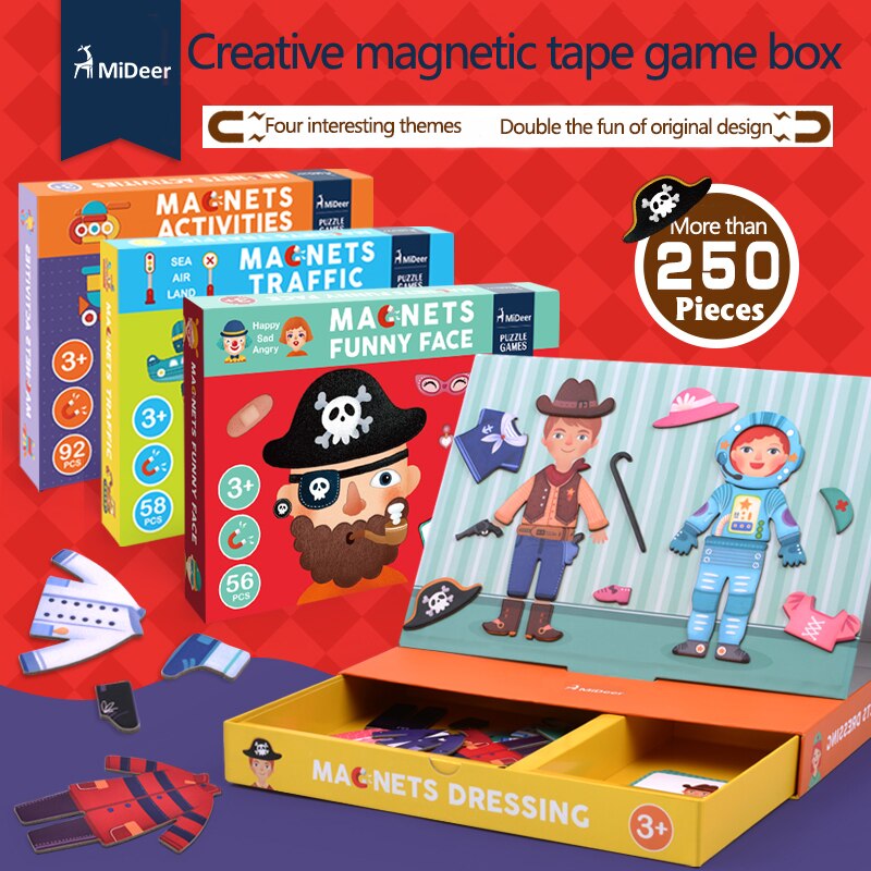 Mideer Magic Sticker Game Magneet Puzzel Jurk Up Veranderen Games Educatief Speelgoed Puzzel