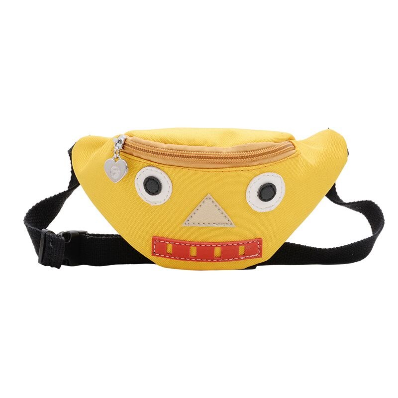 Enfants couleur unie bande dessinée mignon impression sacs à bandoulière pour enfants garçons filles décontracté taille Fanny ceinture paquets toile Zipper poitrine sacs: yellow