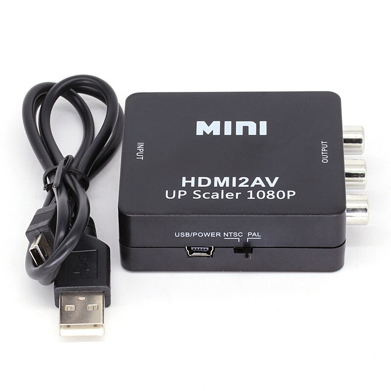 Hdmi til av scaler adapter hd video omformer eske hdmi til rca av / cvsb l / r video 1080p hdmi 2av Brukerstøtte ntsc kompis