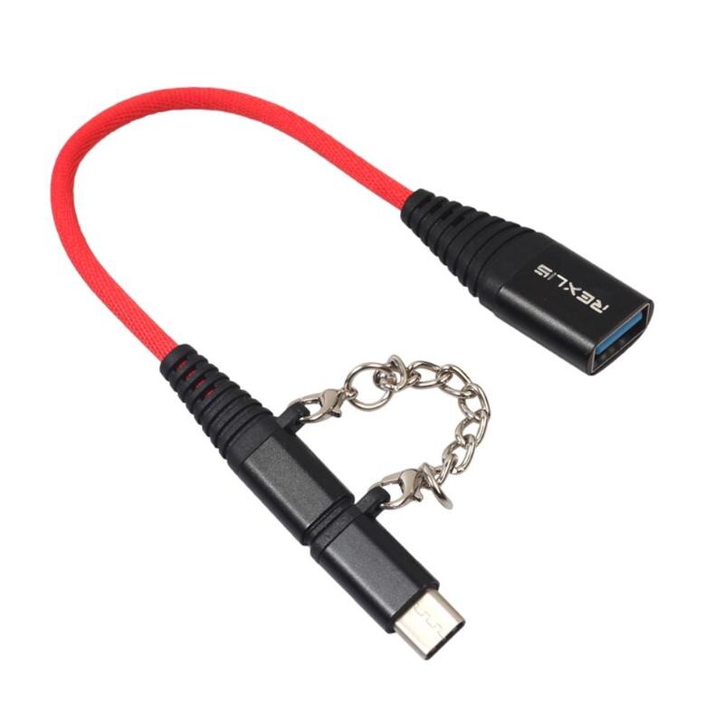 Kabel Adapter OTG ALLOYSEED 2 w 1 USB-C Męski + Micro USB Męski do USB 2.0 Żeński: Czarny