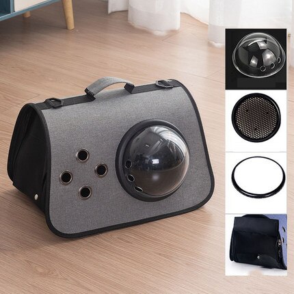 Cat bag go out carrying bag pet bag cat diagonally portable cat cage cat school bag space capsule cat backpack supplies: Light Grey