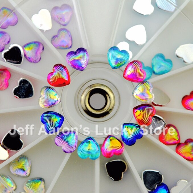 60 STKS hart nail glitter steentjes wiel acryl 3d nail art decoratie gereedschap 5 MM Platte Terug in