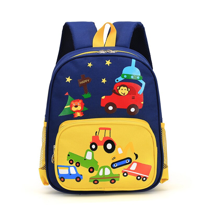 Mochila ligera con estampado para niños, morral escolar con dibujos animados del mundo, impermeable: Yellow Car
