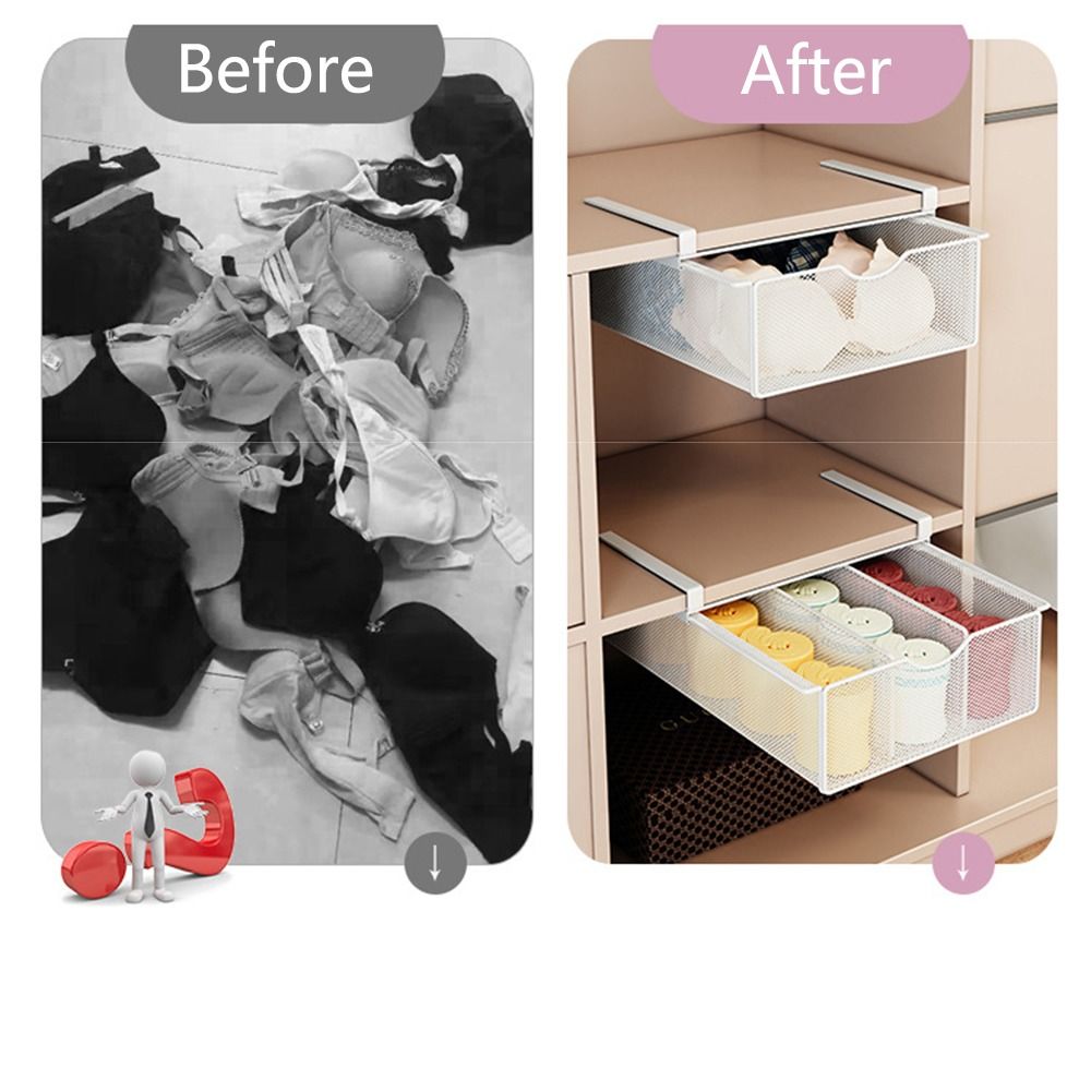 Pull-out Partition Cabinet Mesh Drawer Breathable Smooth Slide Closet Hanging Basket Large Load Bearing Space Saver