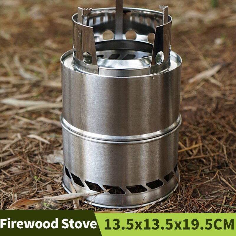 Have rustfrit stål solid alkoholovn udendørs campinganti-skid gear ildsted aftagelig brændeovn med modtagepose