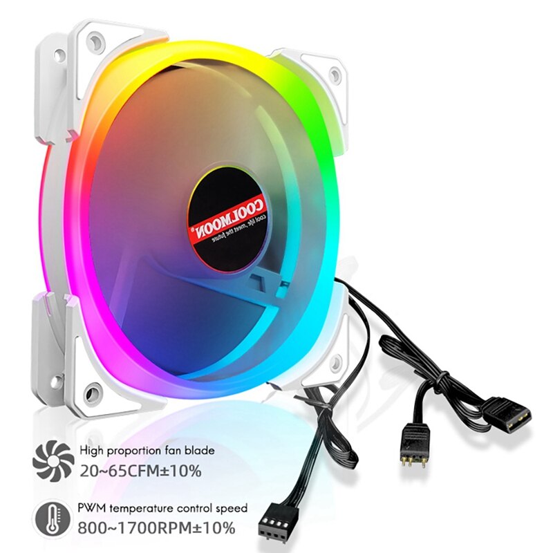 Coolmoon computer-lüfter 12cm leise pwm intelligente temperaturregelung lüfter 5v argb shenguang synchron-cpu-lüfter pc-lüfter