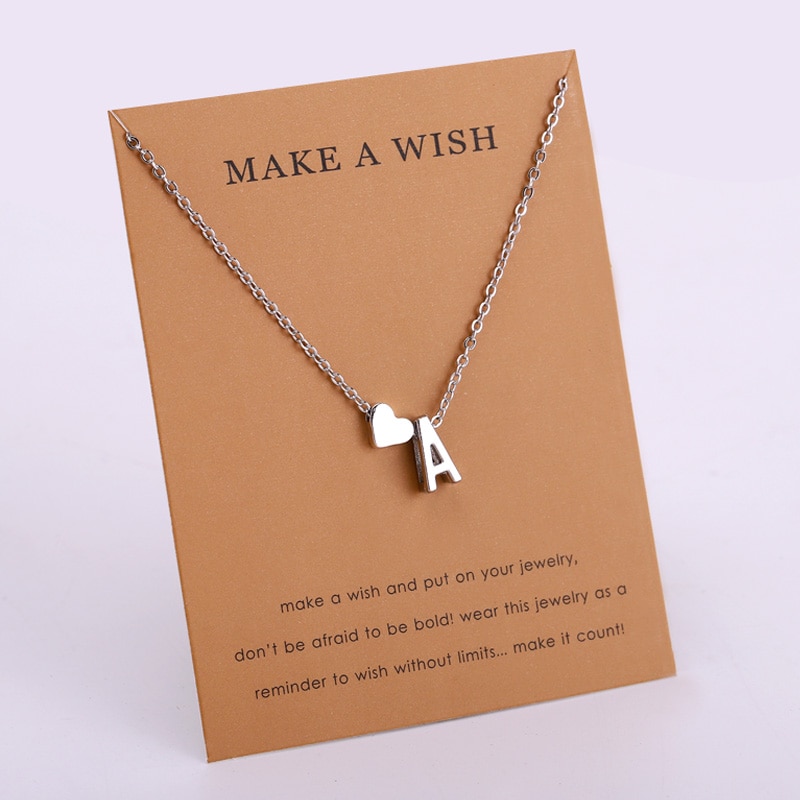 Initial 26 knapp Halskette Herz Halsketten Frauen Mädchen Schmuck Freundschaft Weihnachten Geburtstag