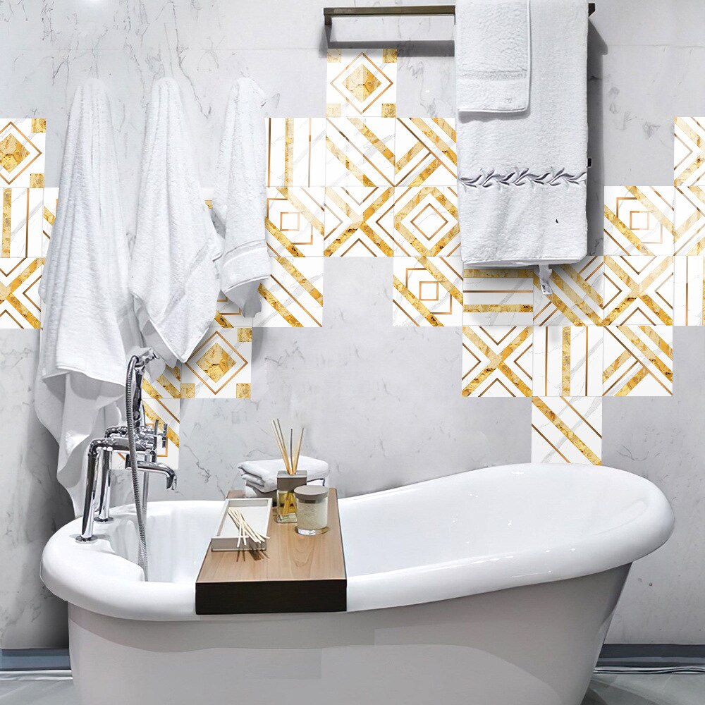 Modern tile wall sticker waterproof Tile stickers for bathroom wall luxury marble stickers self-adhesive deco wallpaper