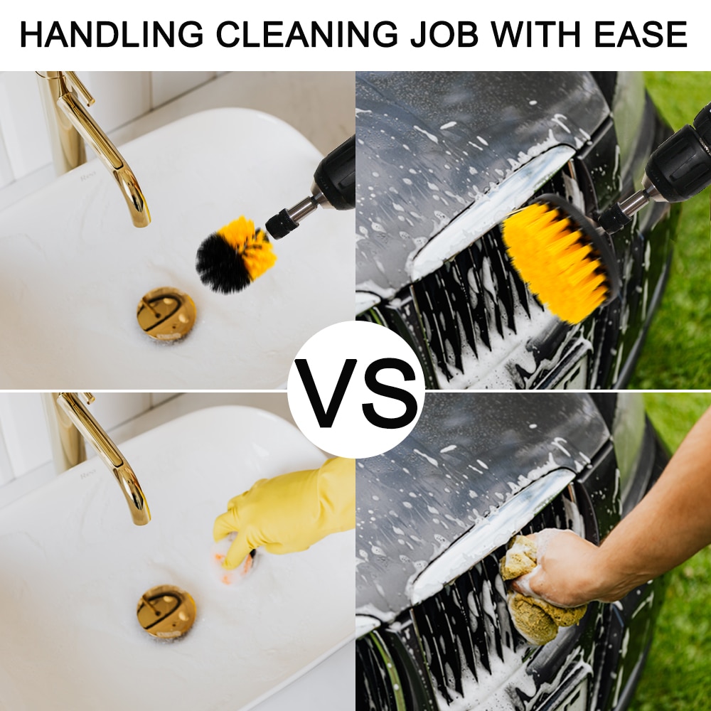 Drill Brush Attachment Set Power Scrubber Cleaning Tool Kit for Car Body Door Wheel Windshield