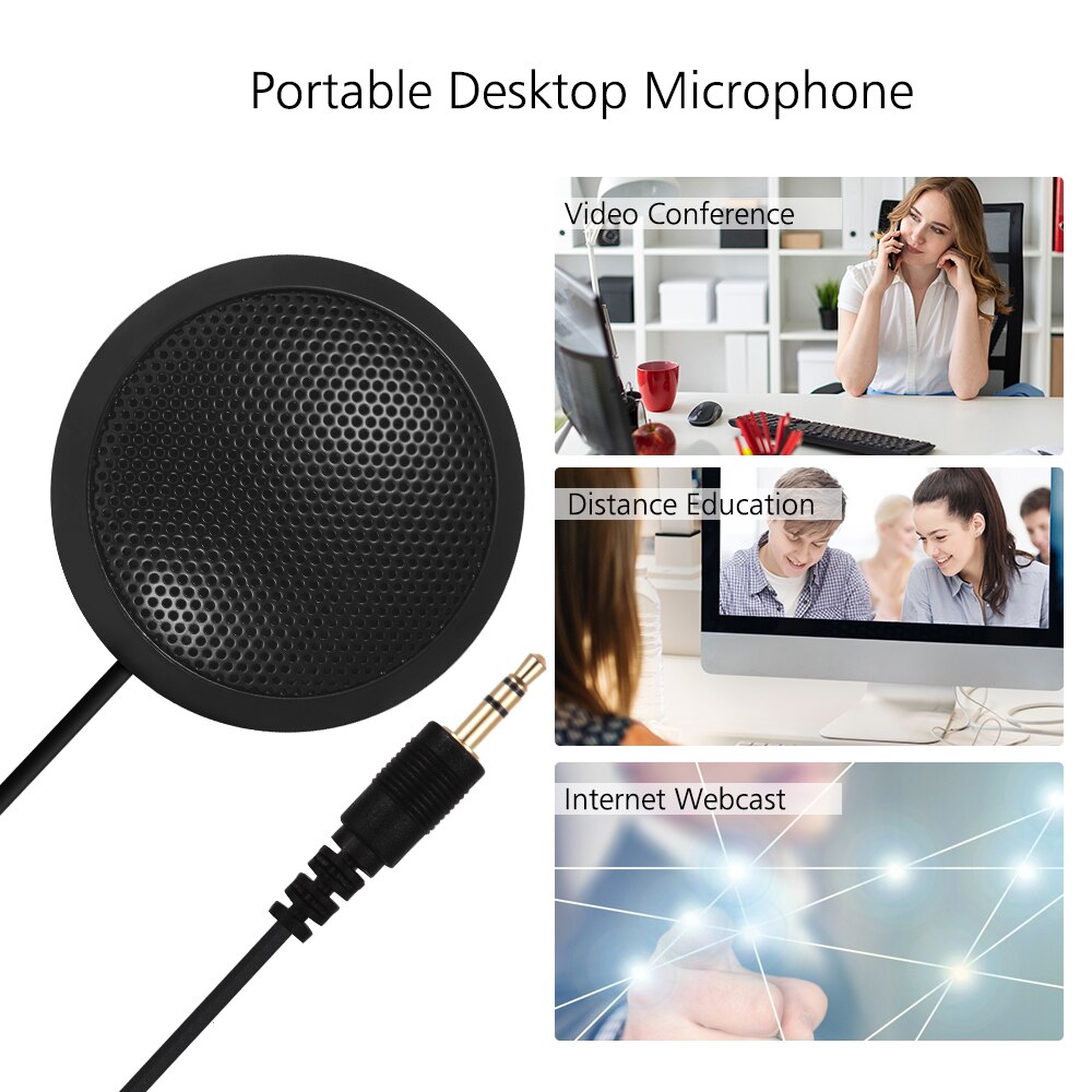 Draagbare Hoge Gevoeligheid Desktop Omni-Directionele Microfoon Met 3.5Mm Jack Mic Kabellengte 2M Voor Video Conference vergadering