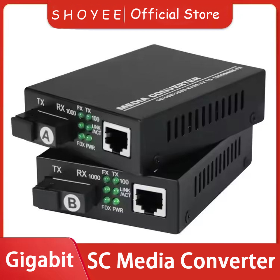 Gigabit Fiber Media Converter SC-poort Ethernet RJ45 Single-Mode Single-Fiber optische mediaconverter met voedingsadapter