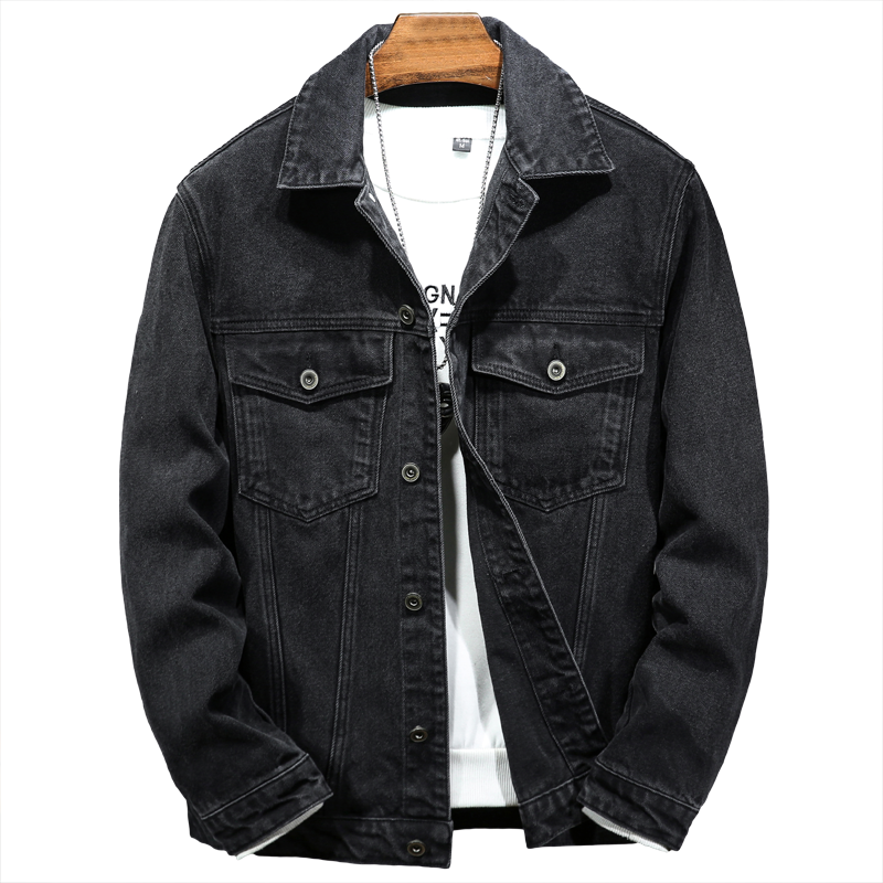 Chaqueta vaquera negra de S-7XL para hombre, abrigo informal holgado de gran tamaño, coreana, Hip Hop, ropa de de tendencia juvenil, primavera y otoño