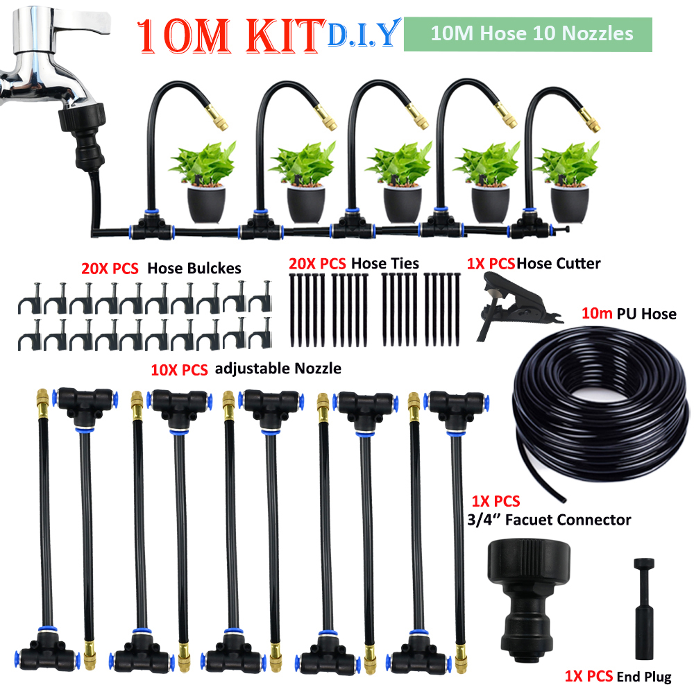 20Cm Patio Garden Water Sprayer Head With 360 ° Free Bending Misting Sprinkler Cooling System 6-20 Meters: Light Grey