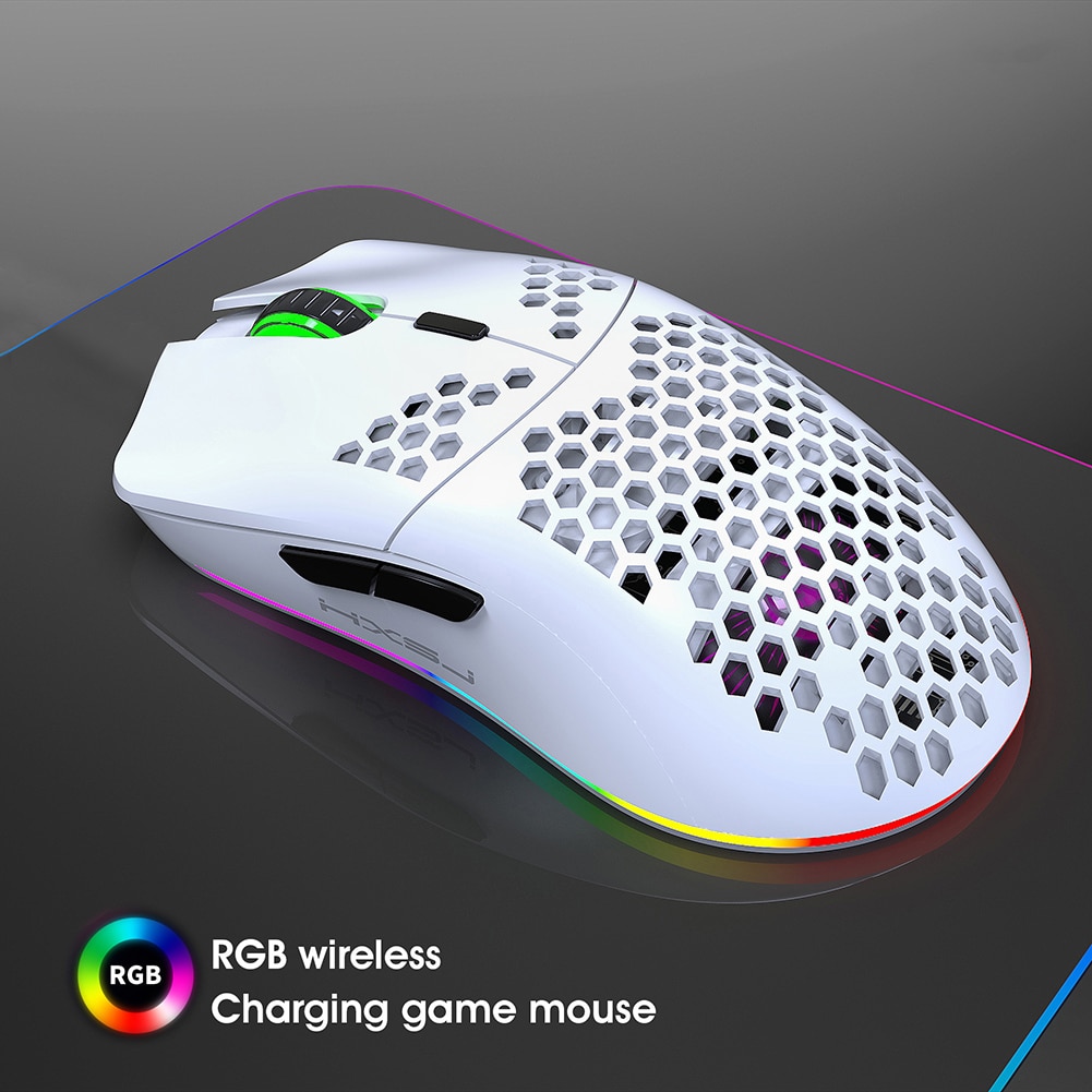 T66 Wireless Gaming Mouse Honeycomb Shell Rechargeable Optical Mice for PC Laptop Computer Ergonomic Mice Silent