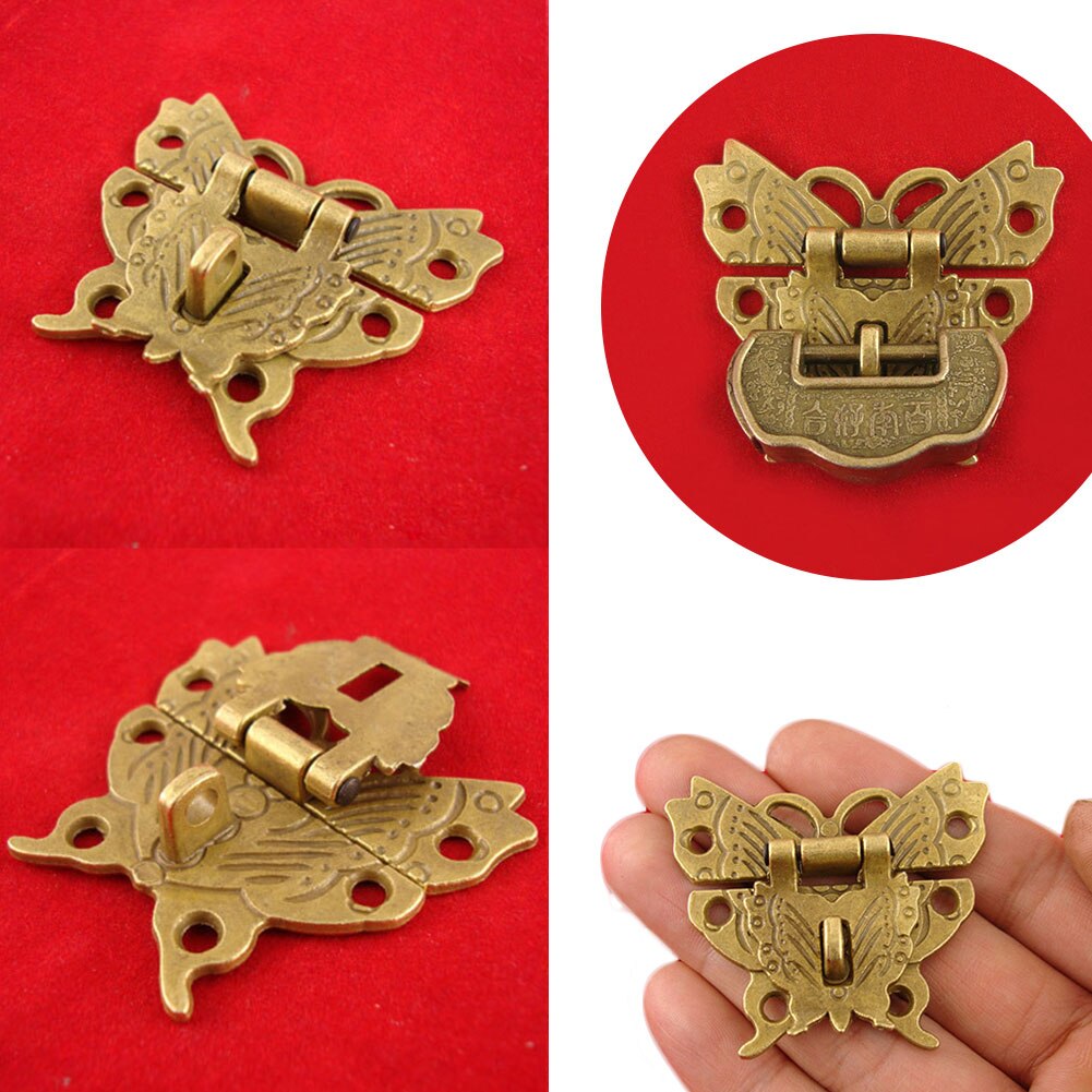 Retro Alloy Butterfly Latch Catch Wooden Jewelry Box Case Hasp Lock