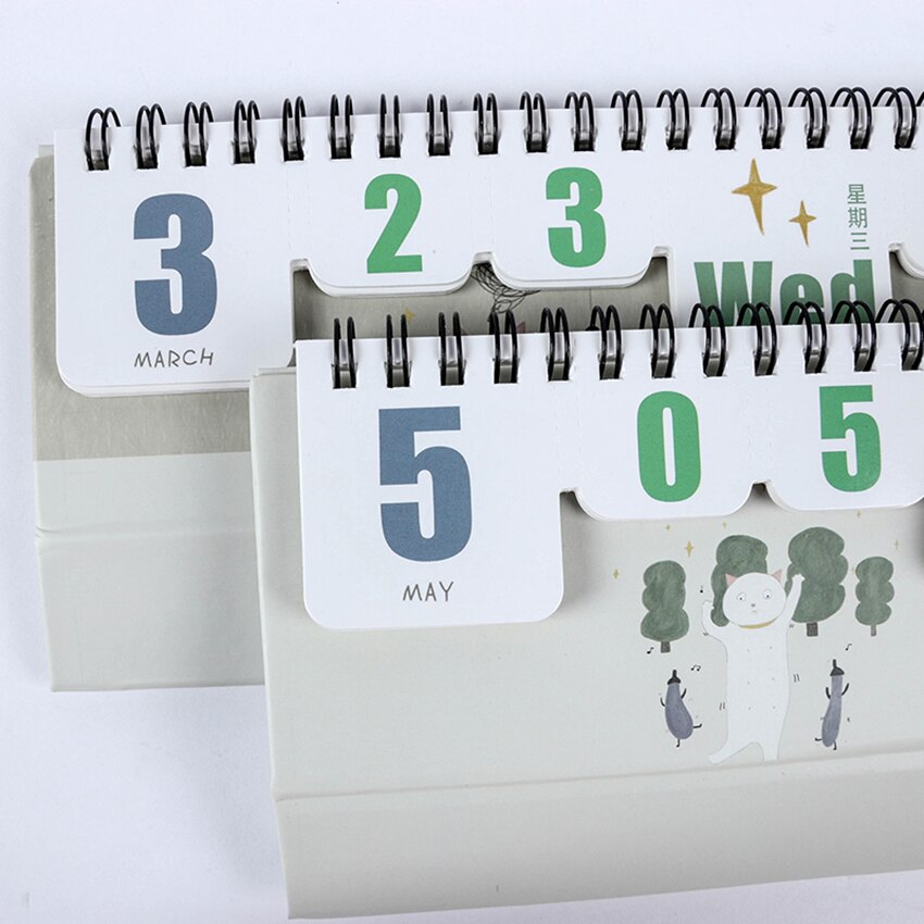 Coil Binding Desk Calendar Stand Up Table Calendar Months, Date, Week, Weather, Mood Reusable Calendars Daily Schedule Planner